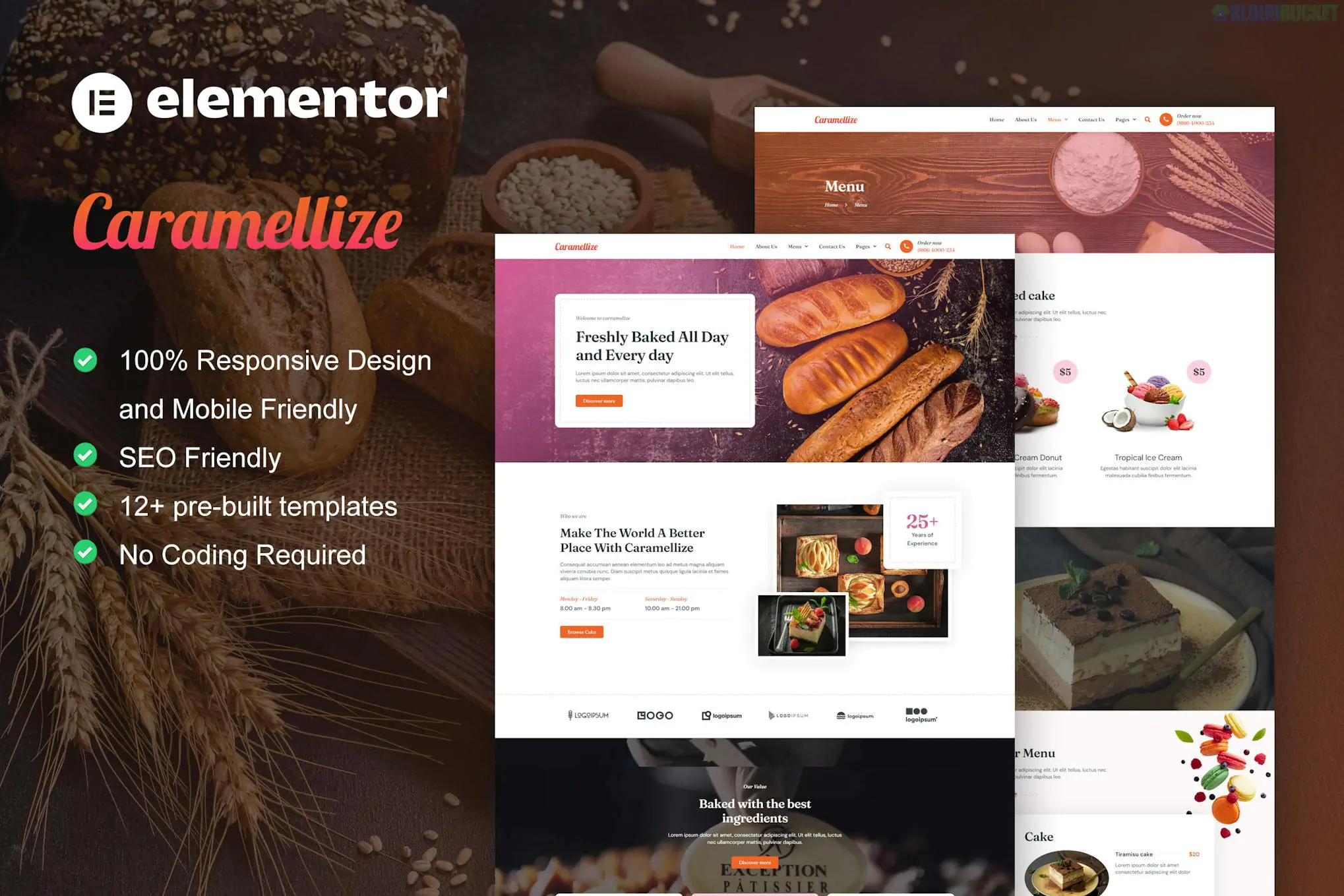 Caramellize - Bakery & Pastry Elementor Pro Template Kit 1.1.1