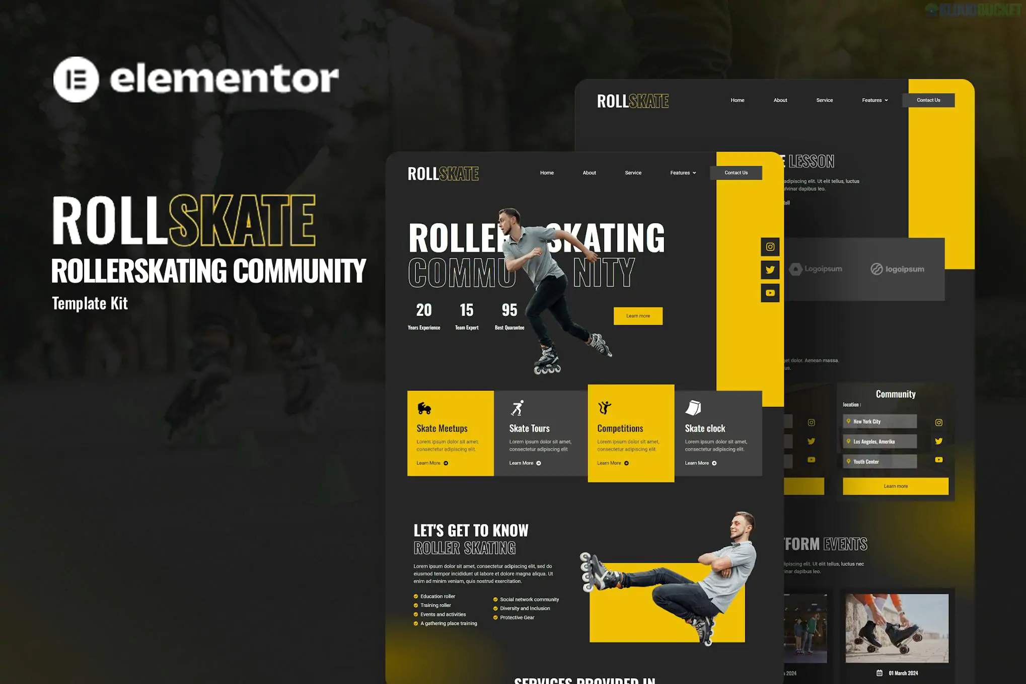Rollskate - Rollerskating Community Elementor Template Kit 1.0.2