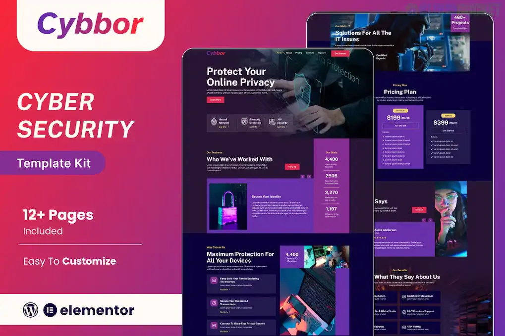 Cybbor – Cyber Security Services Elementor Template Kit
