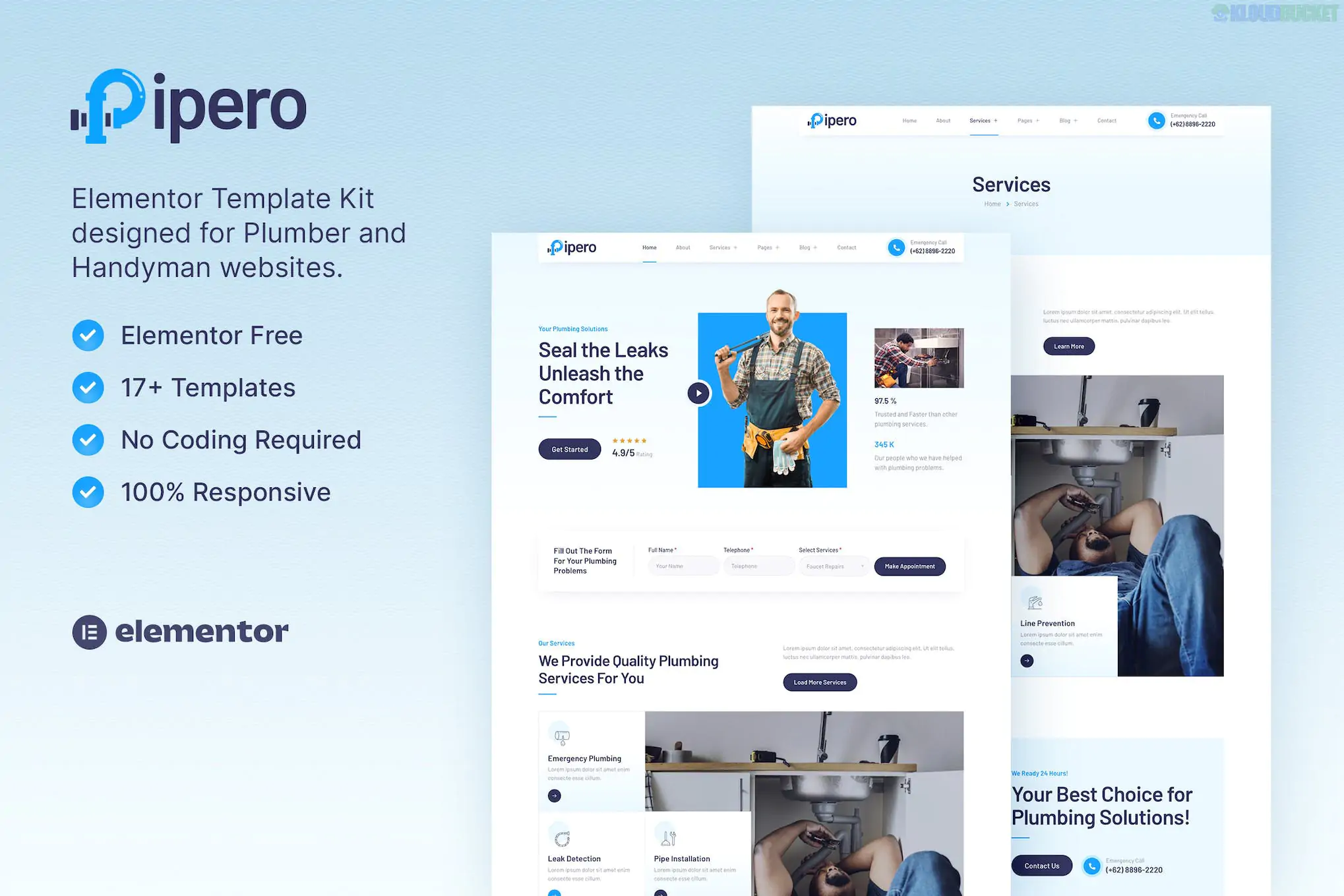Pipero – Plumber & Handyman Services Elementor Template Kit 1.1.1