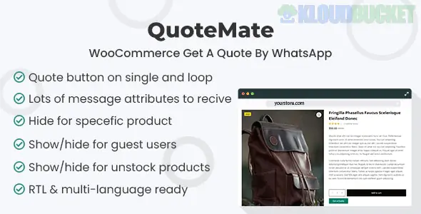 QuoteMate - WooCommerce Get A Quote By WhatsApp 1.0.1