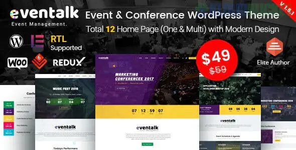 EvnTalk - Event Conference WordPress Theme 1.7.7