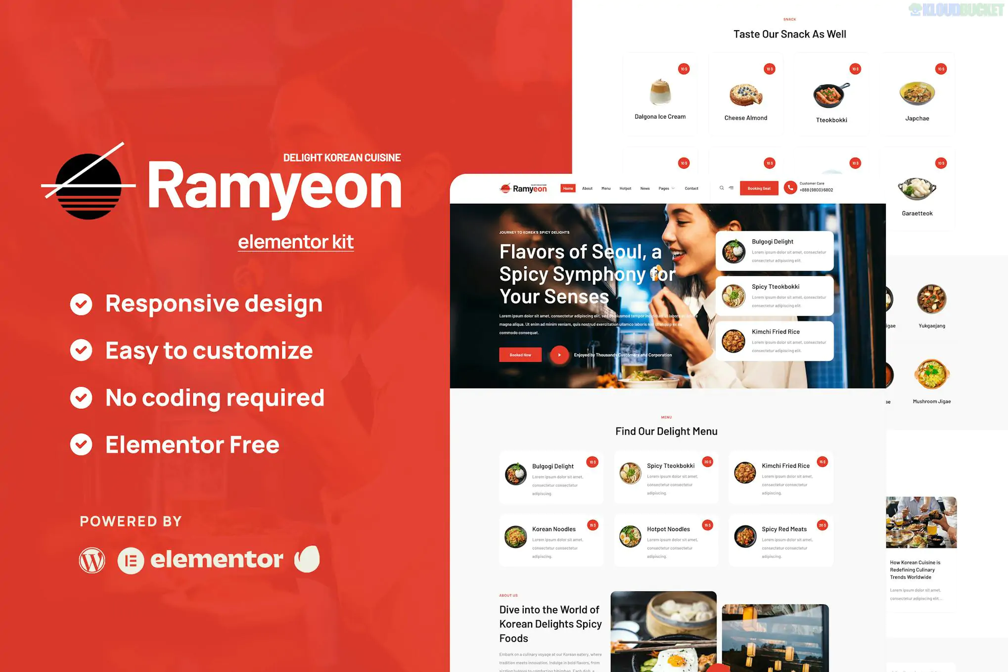 Ramyeon - Korean Restaurant Elementor Template Kit 1.1.1