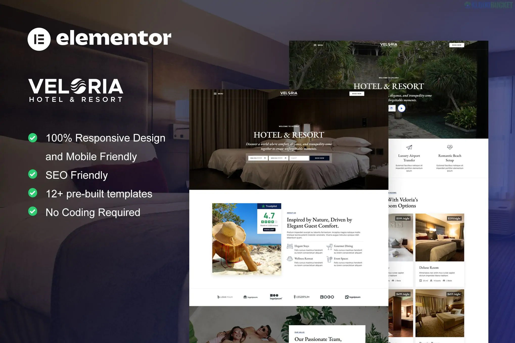 Veloria - Hotel & Resort Elementor Pro Template Kit 1.0.1