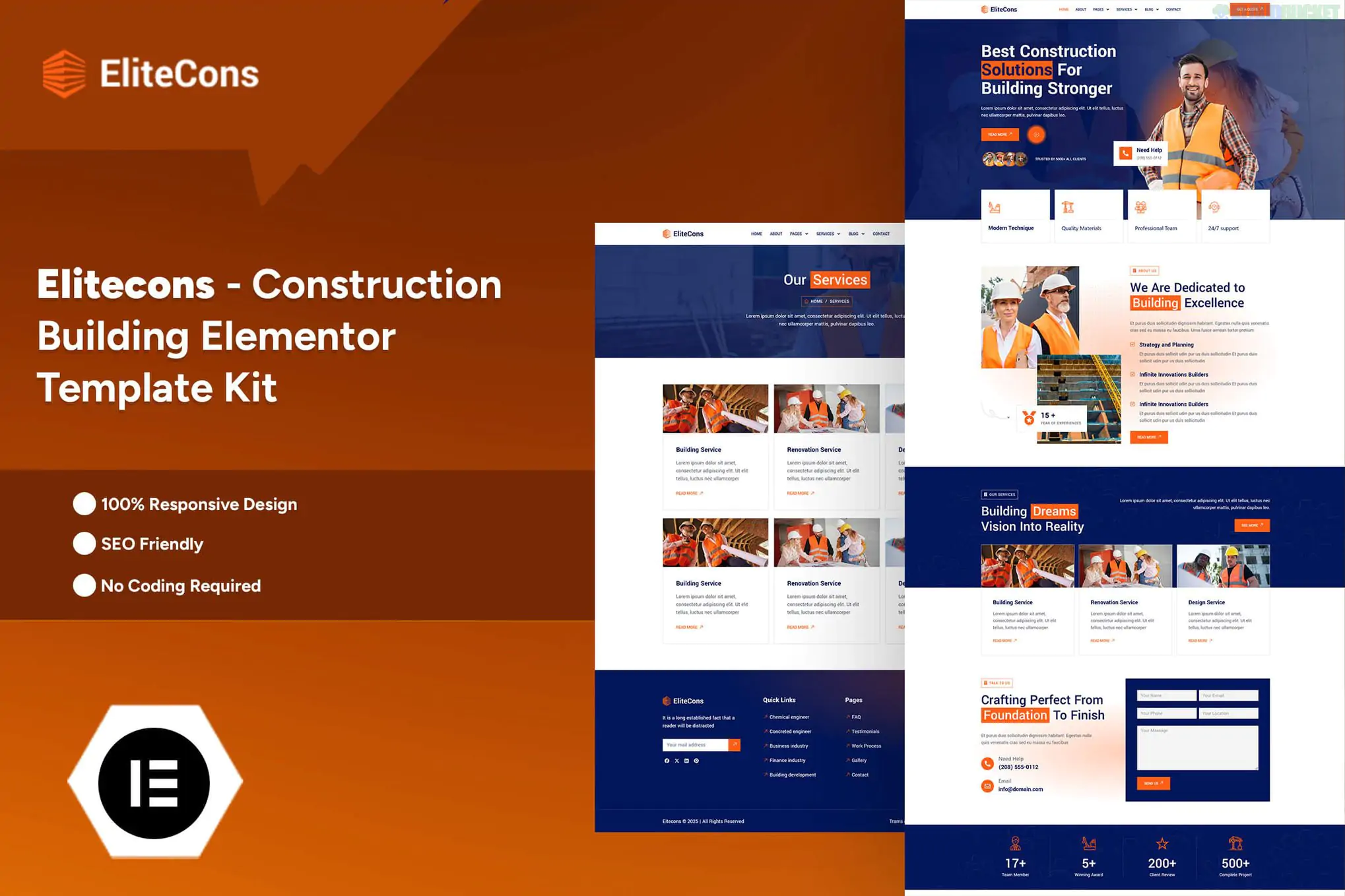 Elitecons - Construction Building Elementor Pro Template Kit 1.1.1