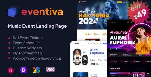 Eventiva - Music & Bands Events Landing Page WordPress Theme 1.1.2