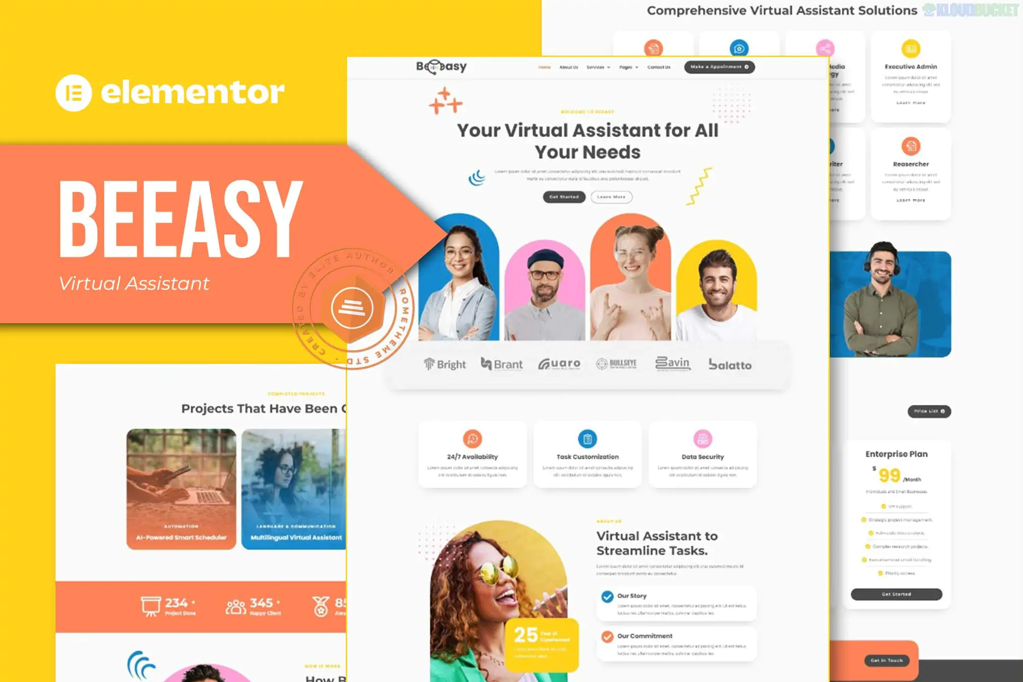Beeasy - Virtual Assistant Elementor Pro Template Kit 1.1.1
