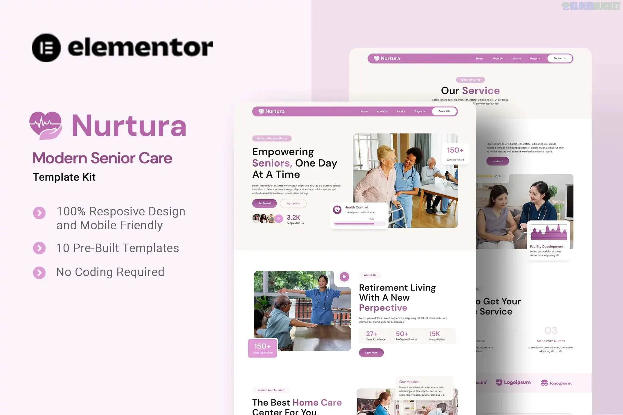 Nurtura - Modern Senior Care Elementor Template Kit 1.1.1