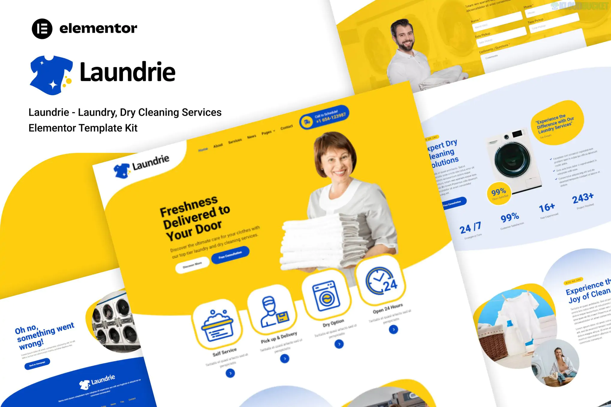 Laundrie - Laundry, Dry Cleaning Services Elementor Template Kit 1.0.8