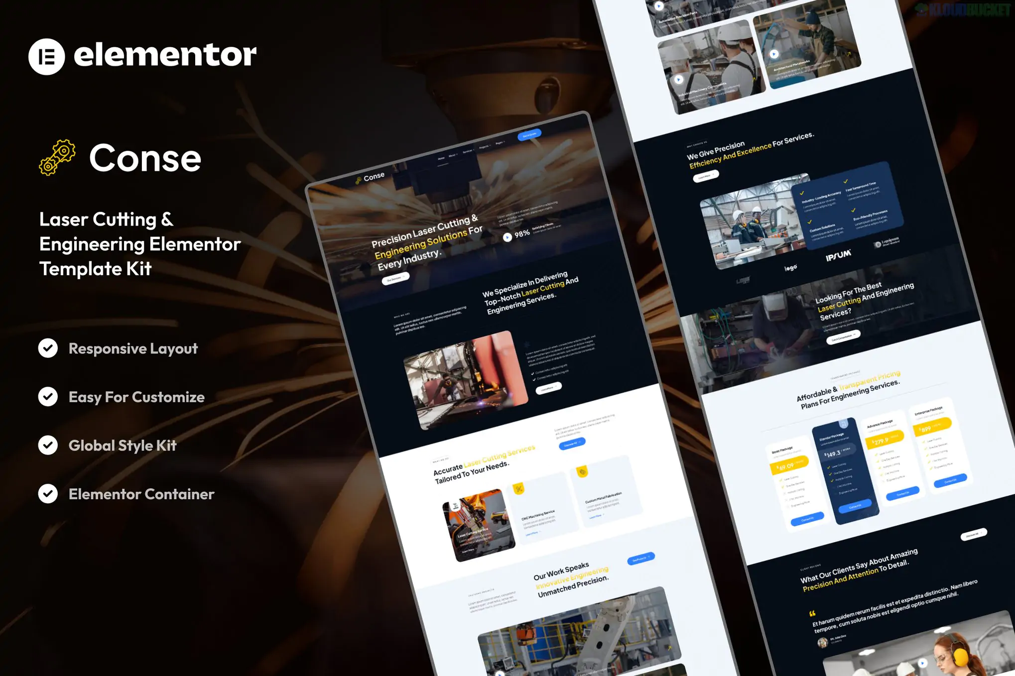 Conse - Industrial & Laser Cutting Services Elementor Template Kit 2.1.1