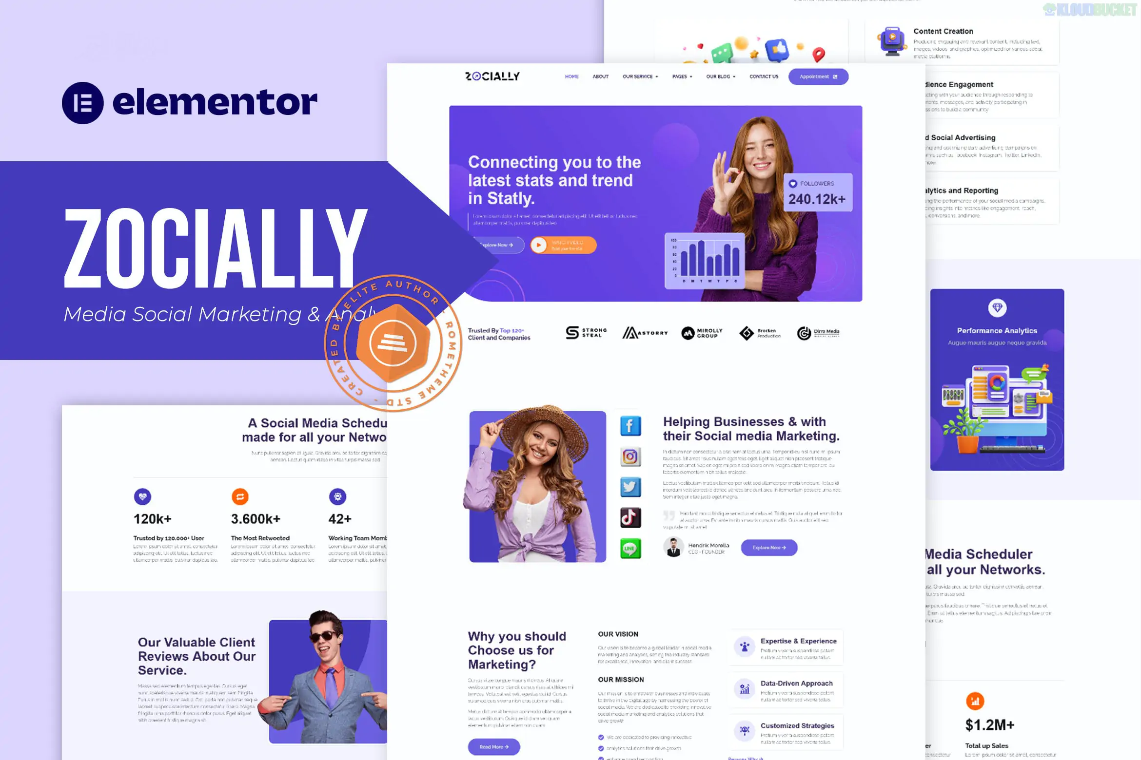 Zocially is an Elementor Template Kit specially designed for Social Media Marketing & Analythics web