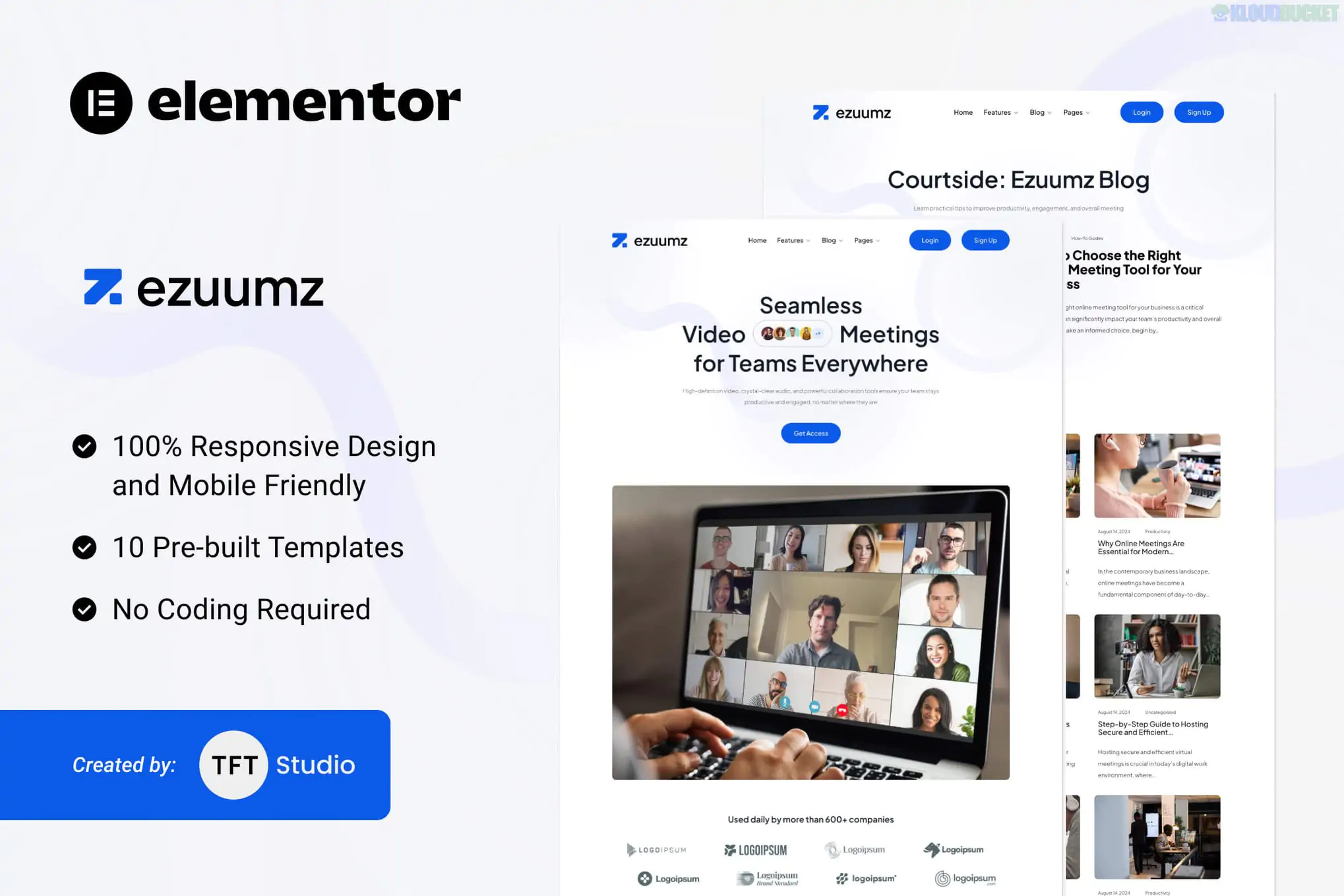 Ezuumz - Video Conferencing & Webinar App Elementor Template Kit 1.1.1