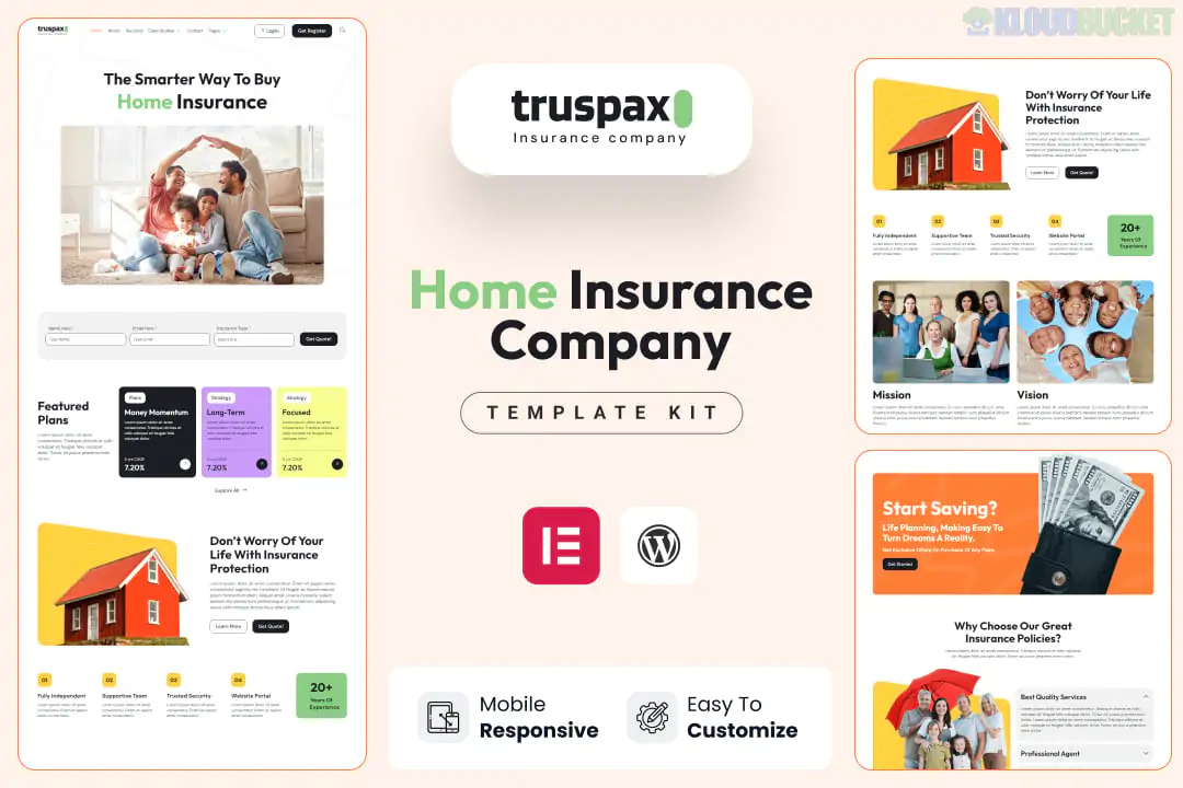 Truspax - Insurance Agency Elementor Template Kit