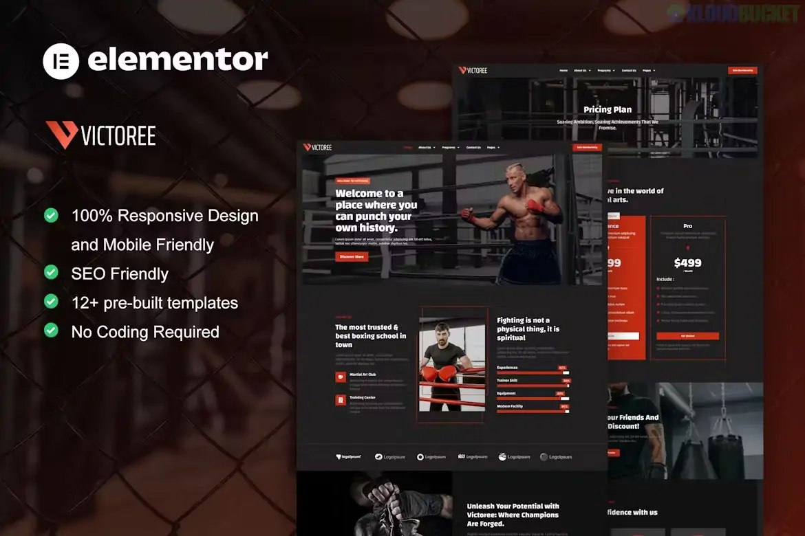 Victoree - Boxing School & Martial Arts Elementor Pro Template Kit 1.1.1