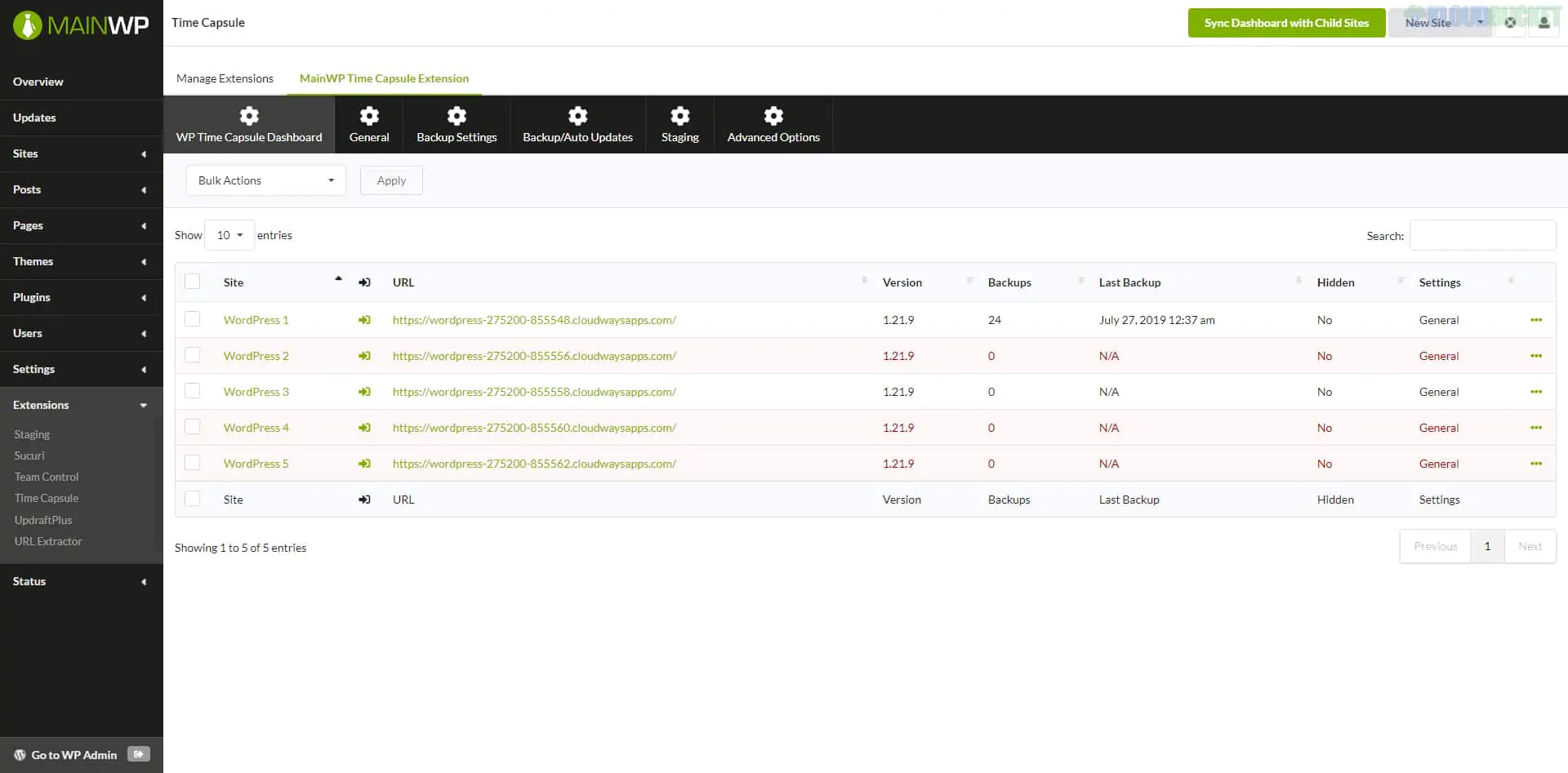 MainWP Time Capsule Extension 5.0.1