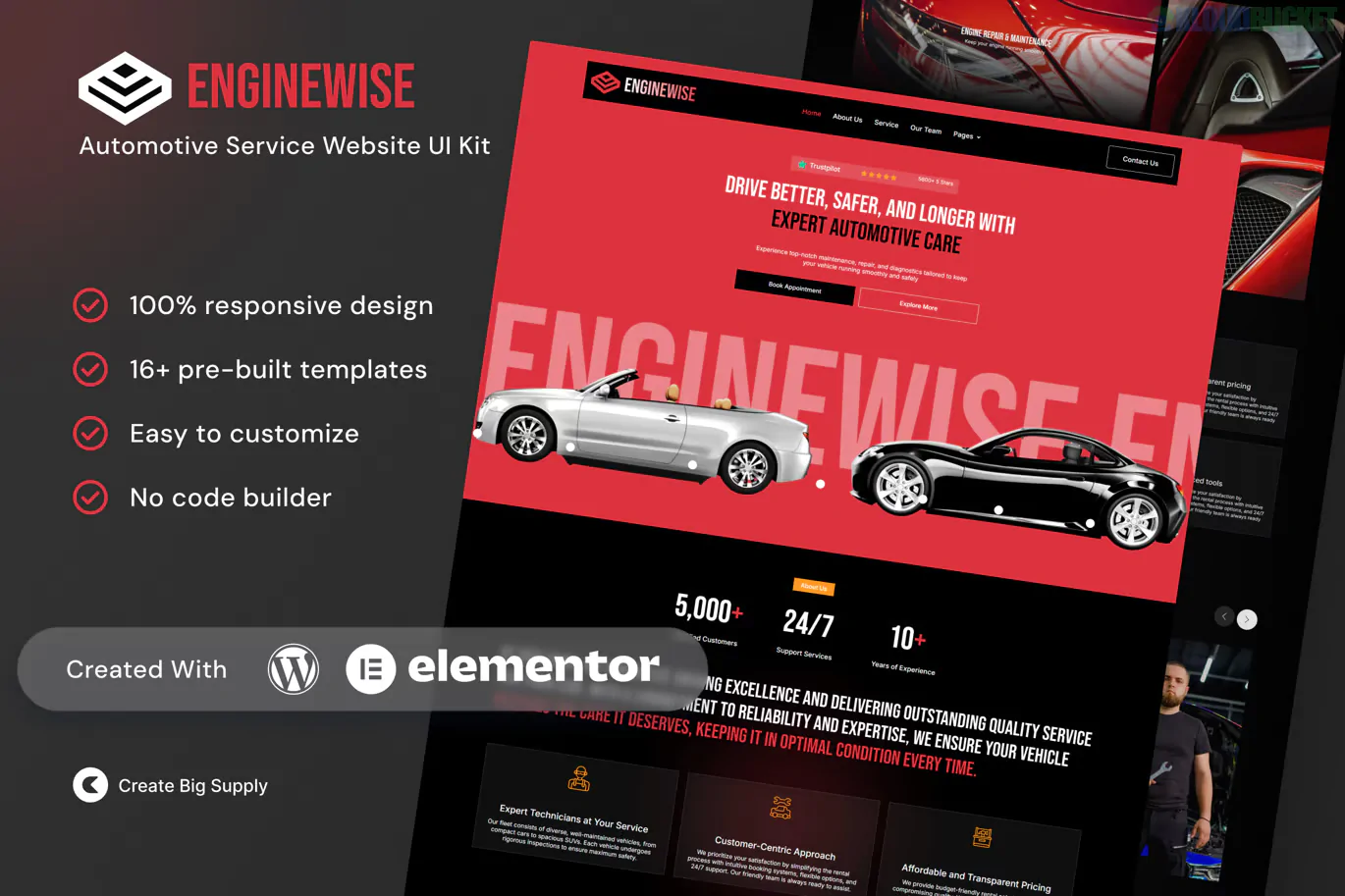 EngineWise - Automotive Service Elementor Template Kit 1.1.1
