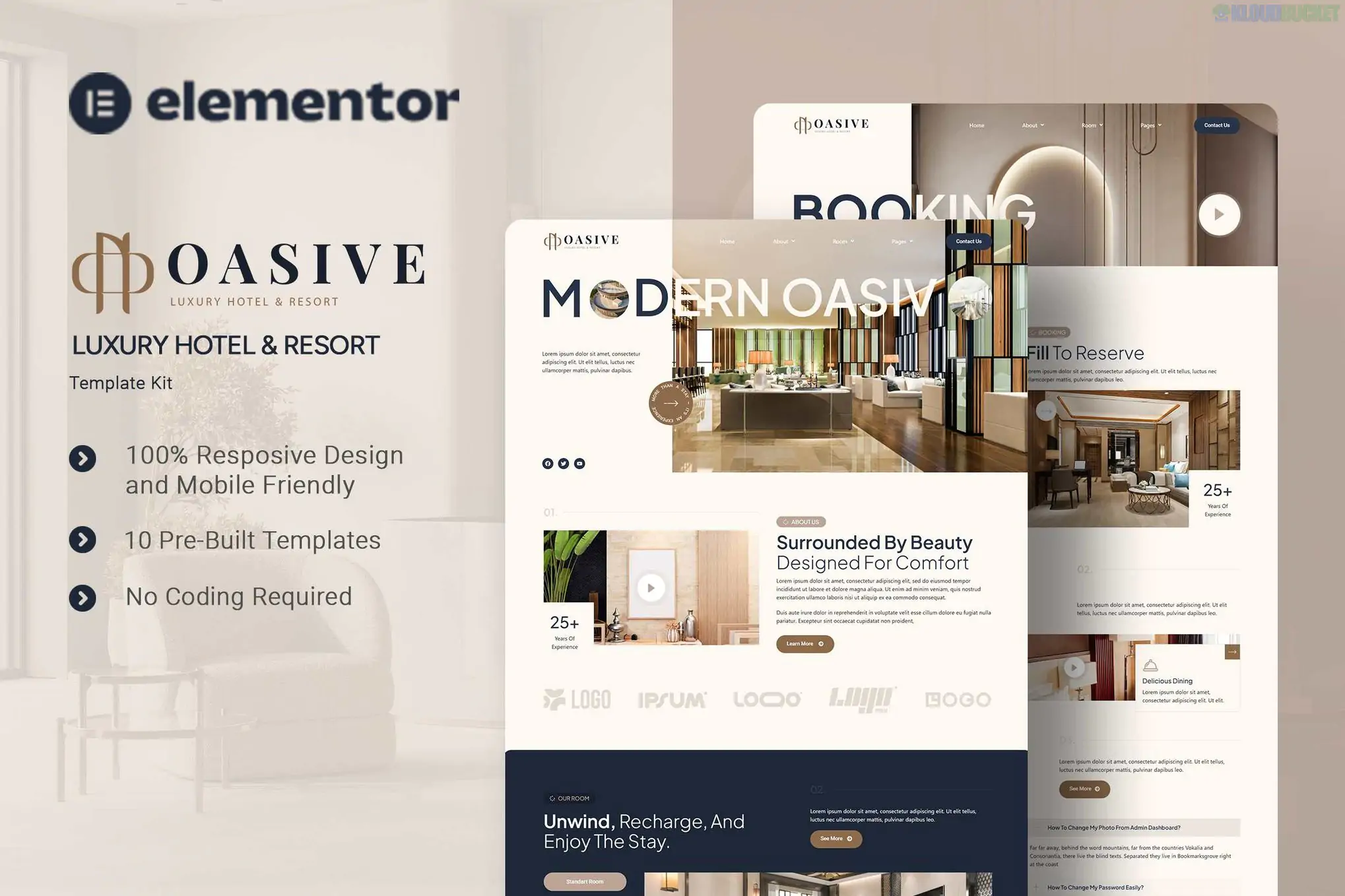 Oasive - Luxury Hotel & Resort Elementor Template Kit 1.1.2