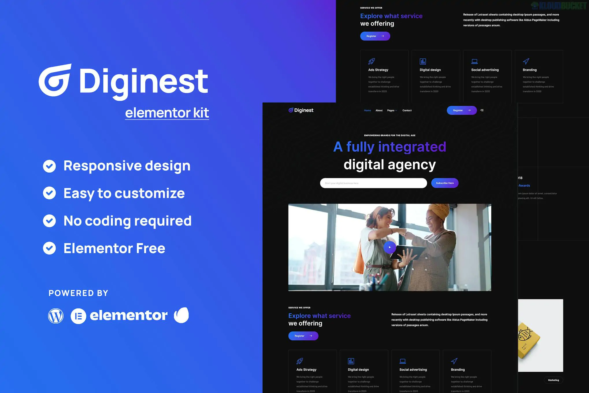Diginest - Digital Agency Services Elementor Template Kit 1.1.1