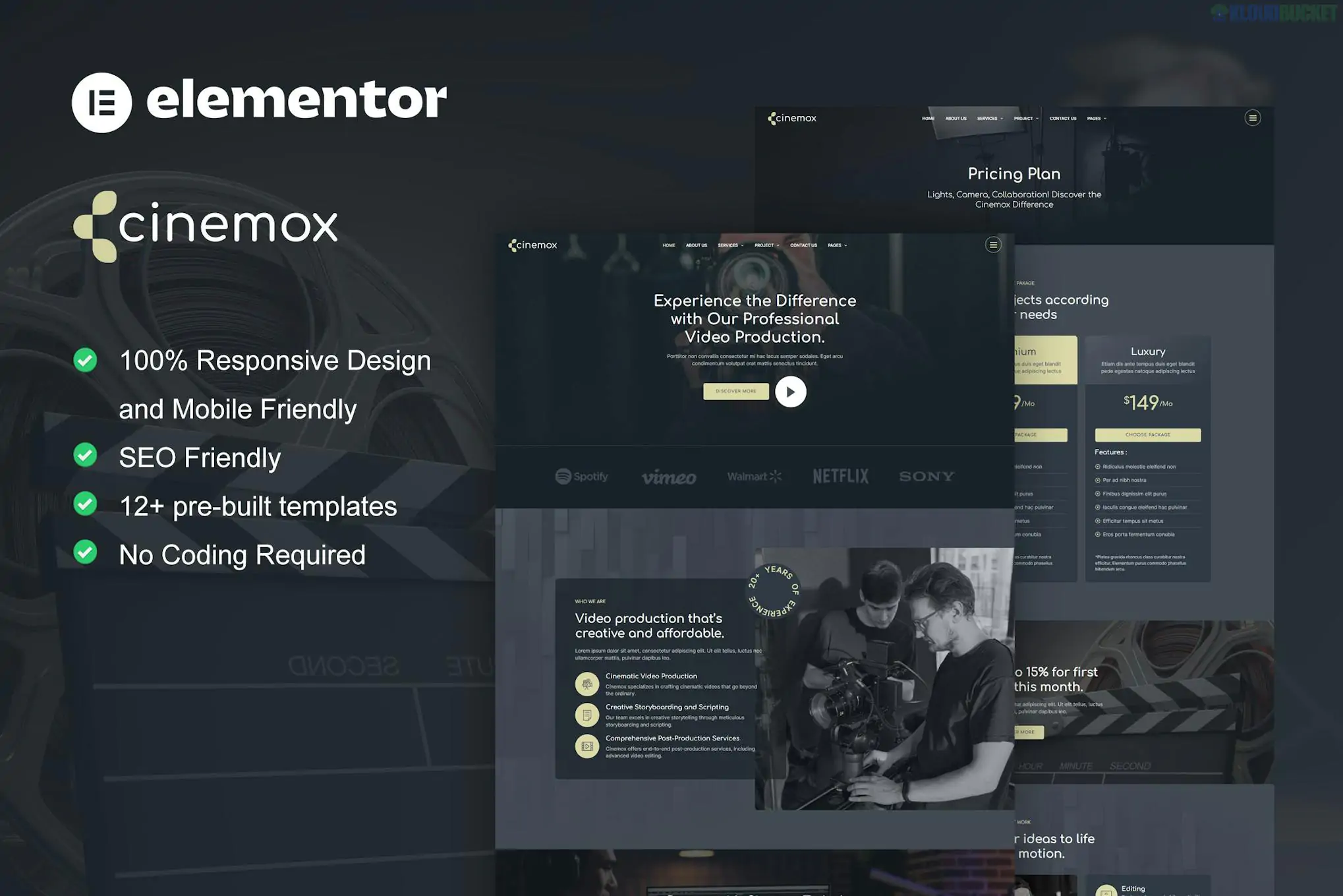 Cinemox - Video Production Company Elementor Pro Template Kit 3.1.1
