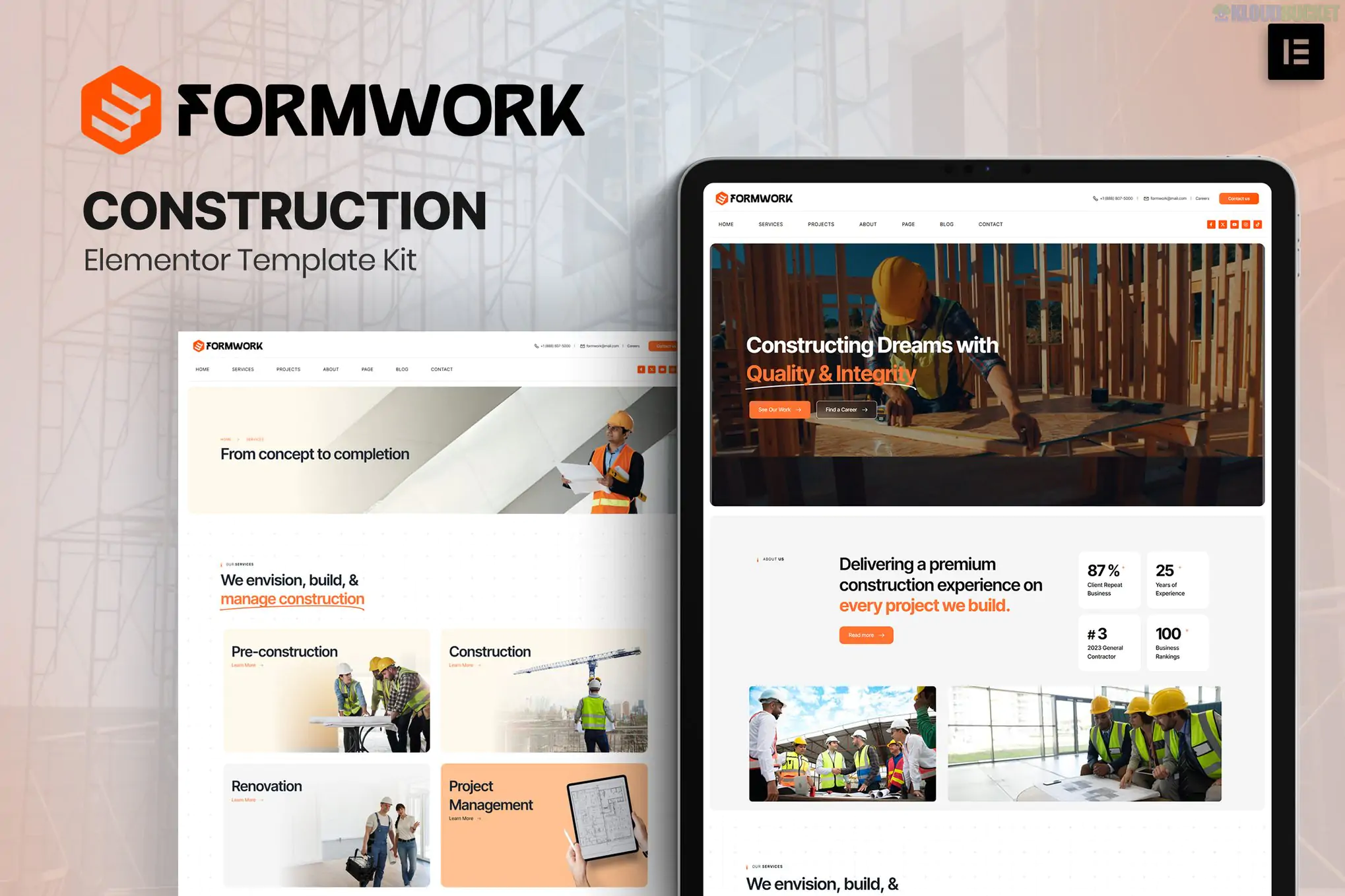 Formwork - Construction Elementor Template Kit 1.1.1