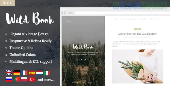 Wild Book - Vintage, Elegant & Summer WordPress Personal Blog Theme 1.9.8