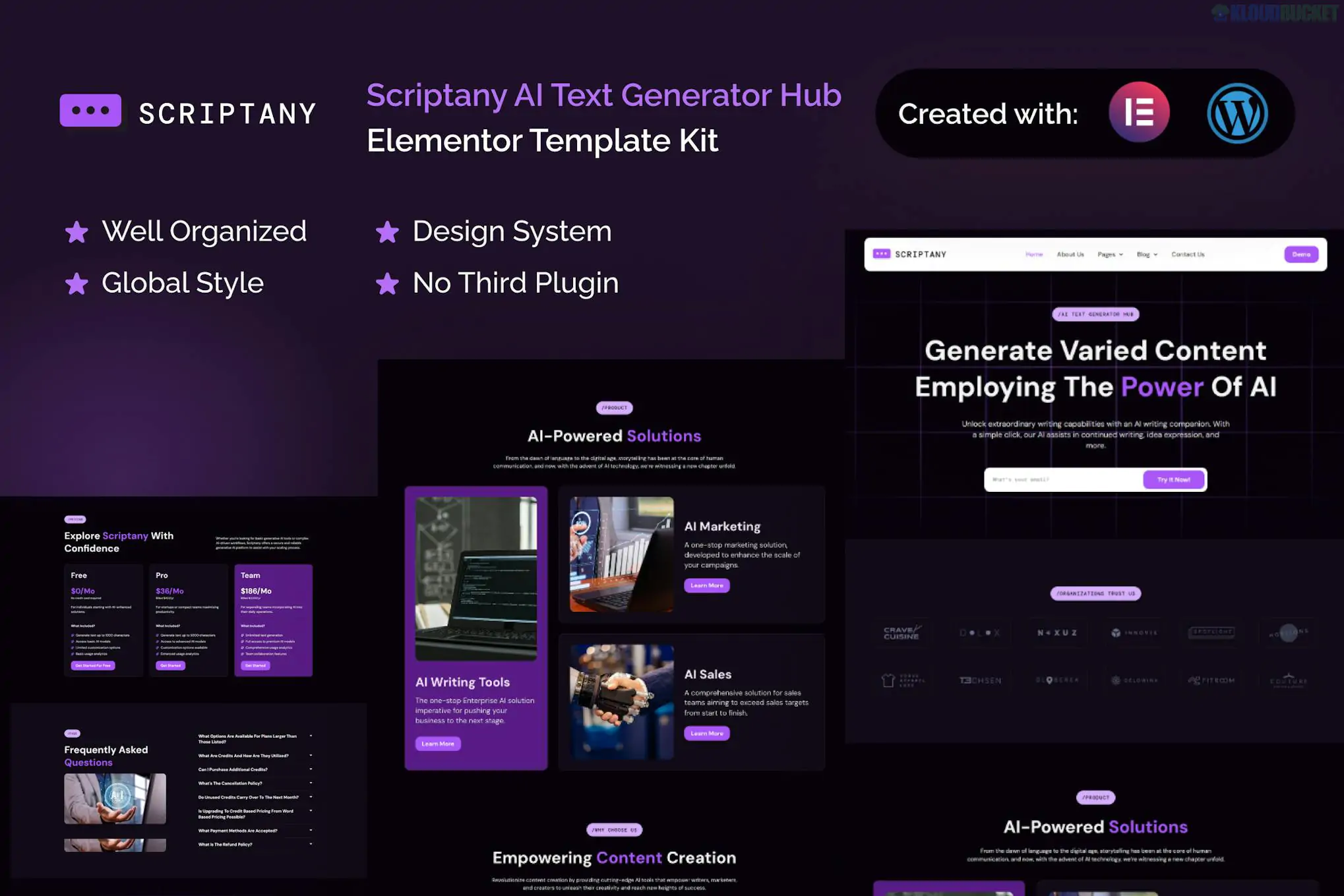Scriptany - AI Text Generator Hub Elementor Pro Template Kit 1.3.1