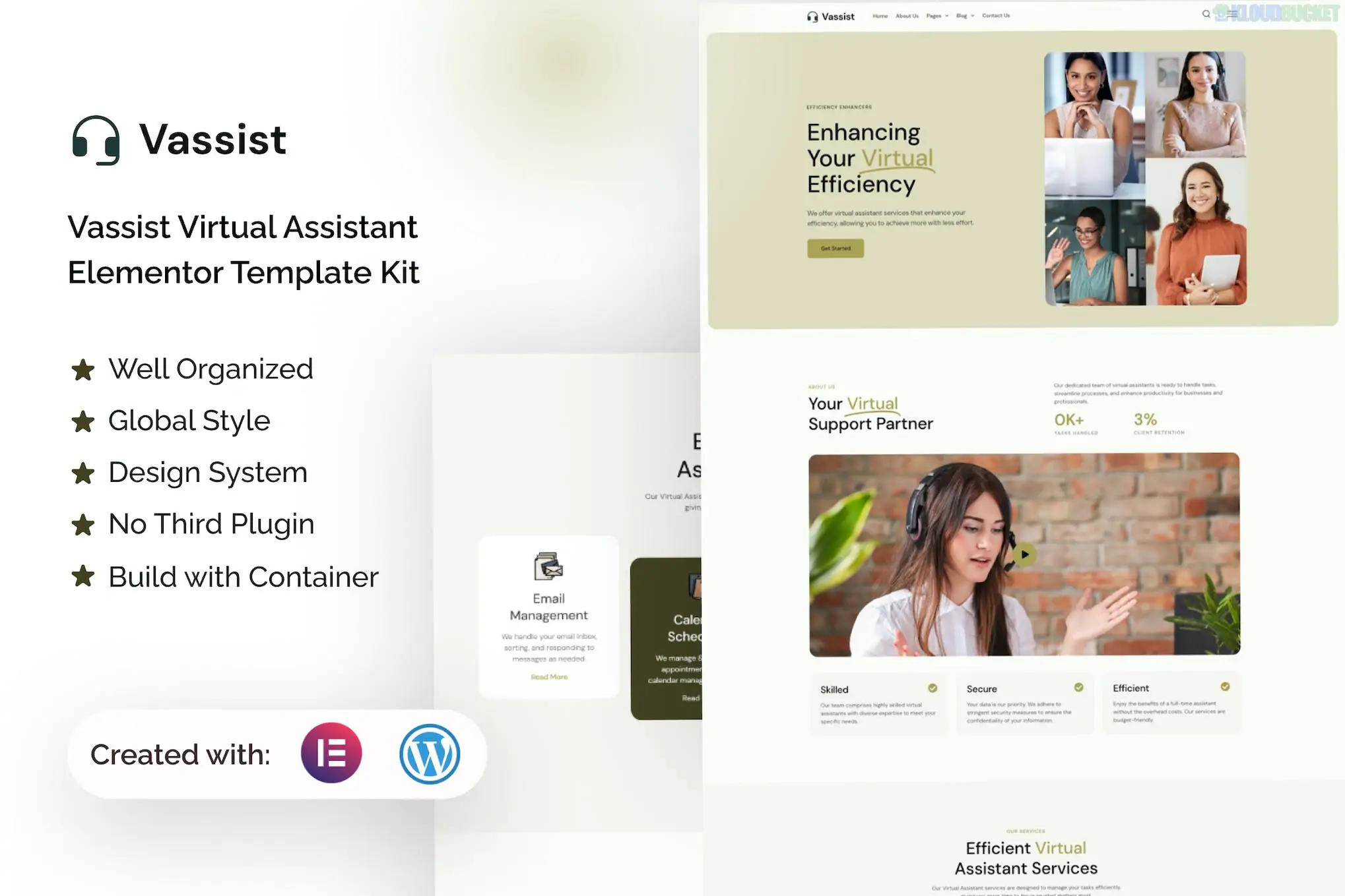 Vassist - Virtual Assistant Elementor Pro Template Kit 2.1.1