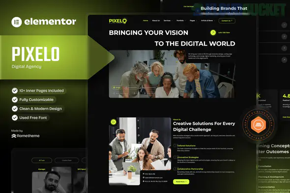 Pixelo - Digital Agency Elementor Template Kit 1.0.1