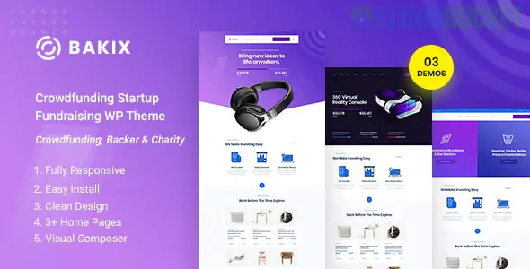 Bakix - Crowdfunding Startup & Fundraising WordPress Theme