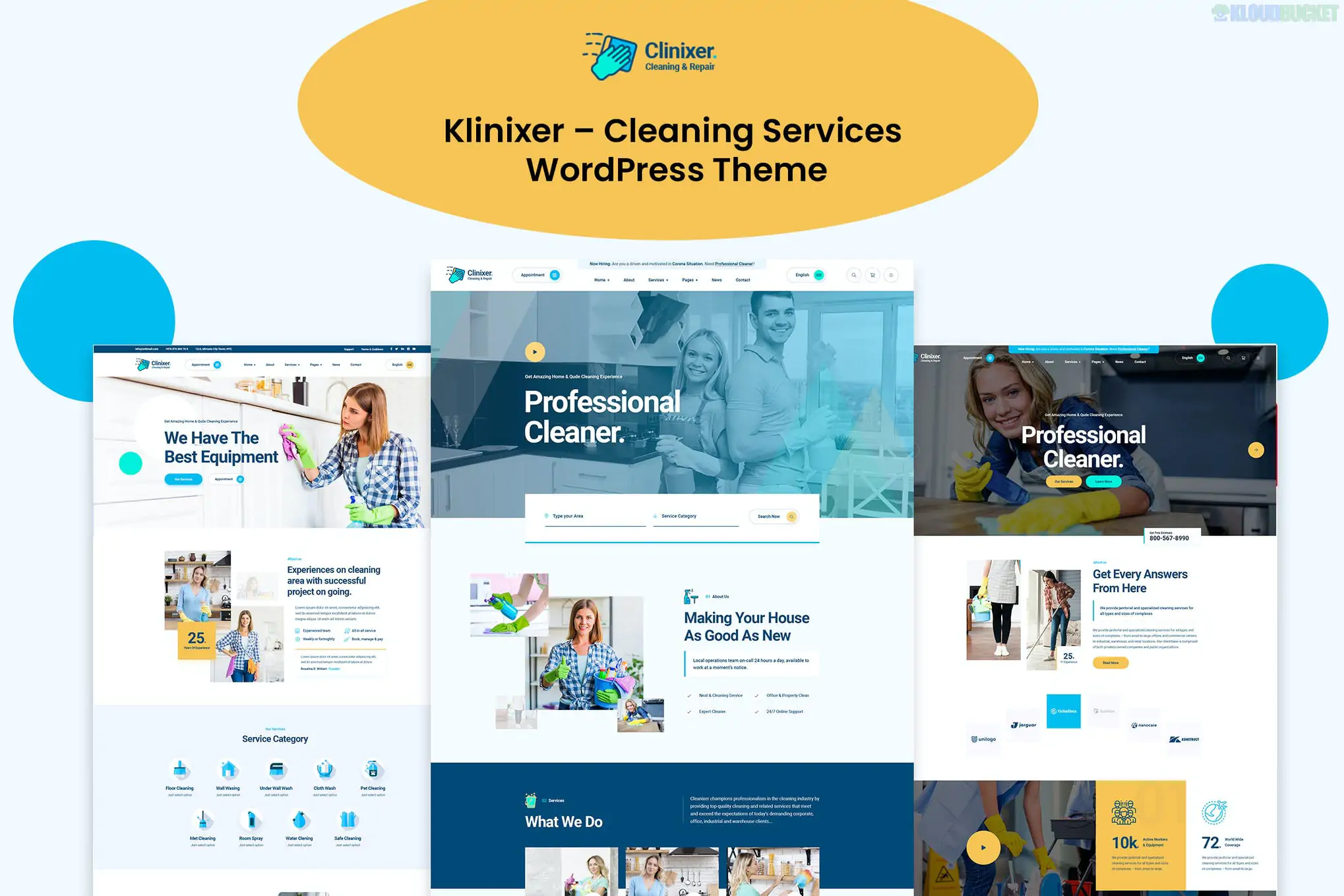 Klinixer - Cleaning Services WordPress Theme + RTL 1.0.8