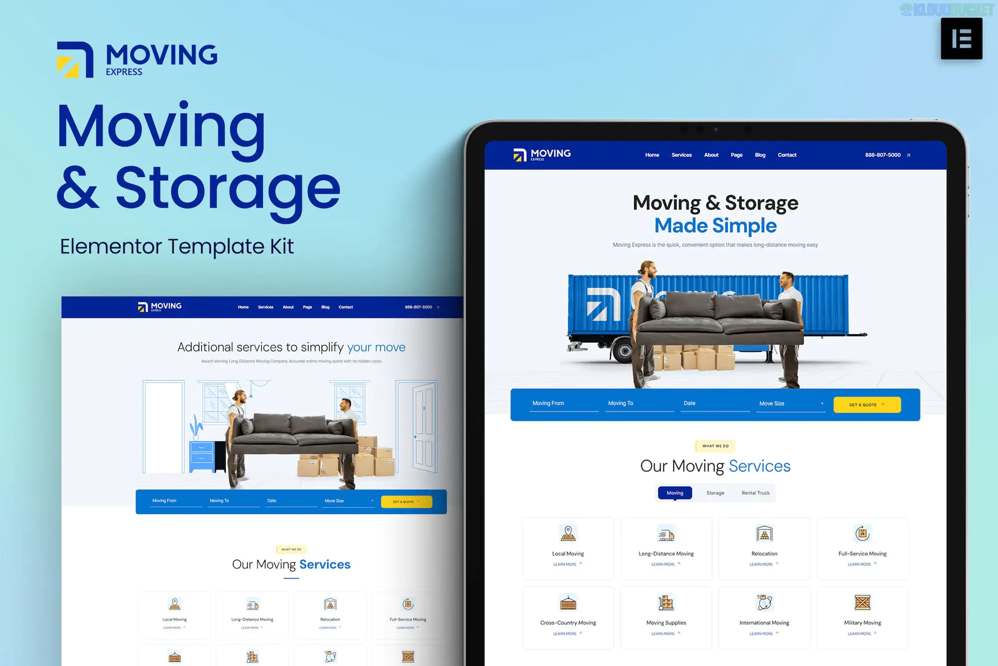 MovingExpress - Moving & Storage Company Elementor Template Kit