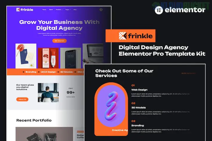 Frinkle - Digital Design Agency Elementor Pro Template Kit