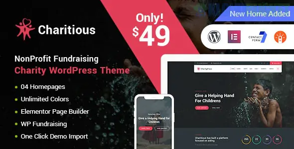 Charitious - NonProfit Fundraising Charity WordPress Theme 3.40