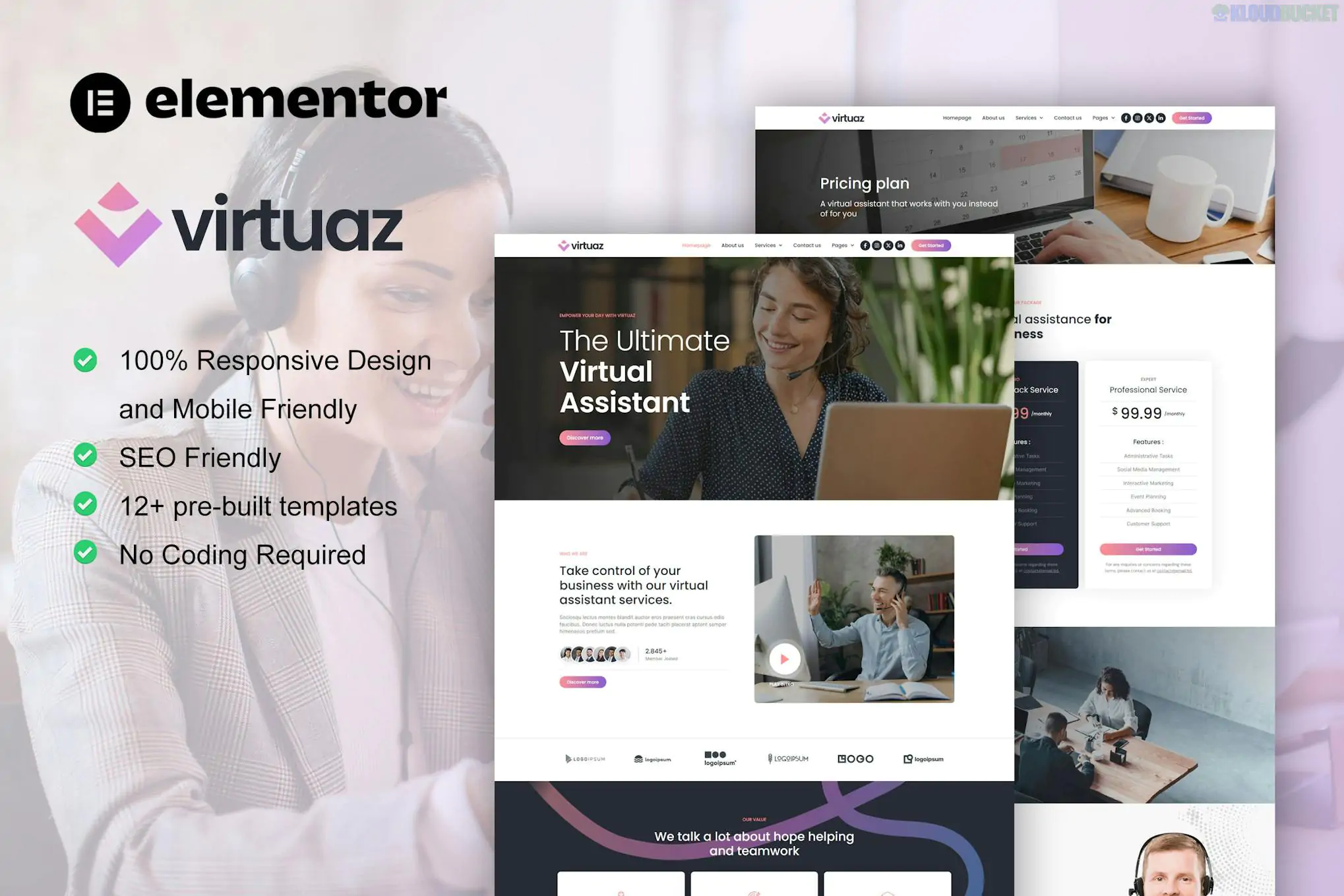 Virtuaz - Virtual Assistant Business Elementor Template Kit 1.1.1
