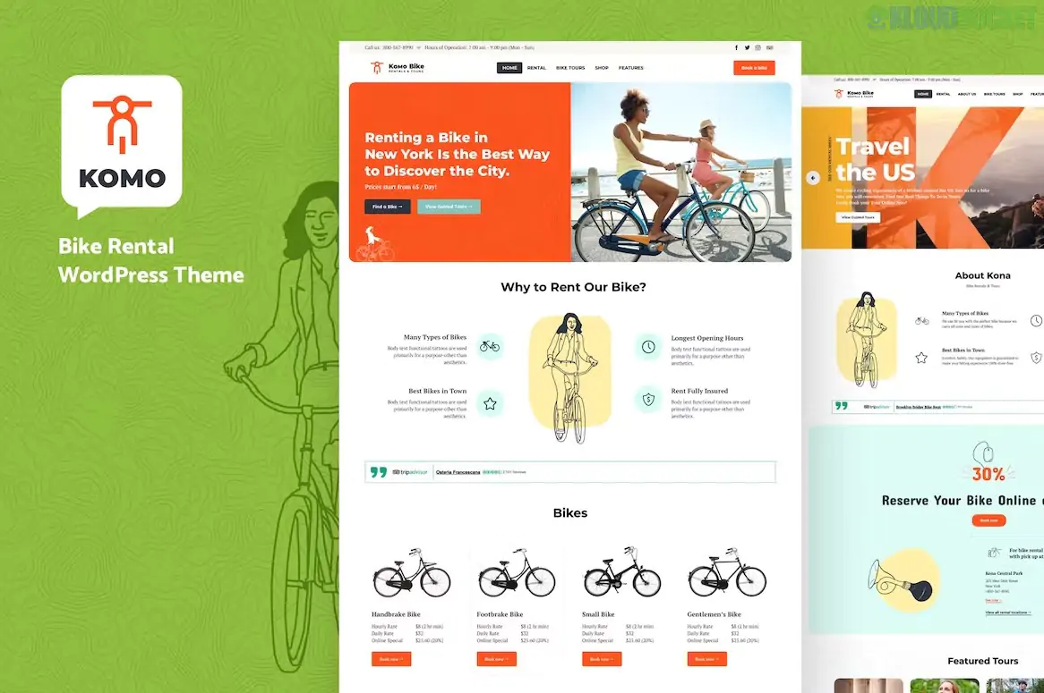Komo - Bike Rental Shop WordPress Theme 31.0