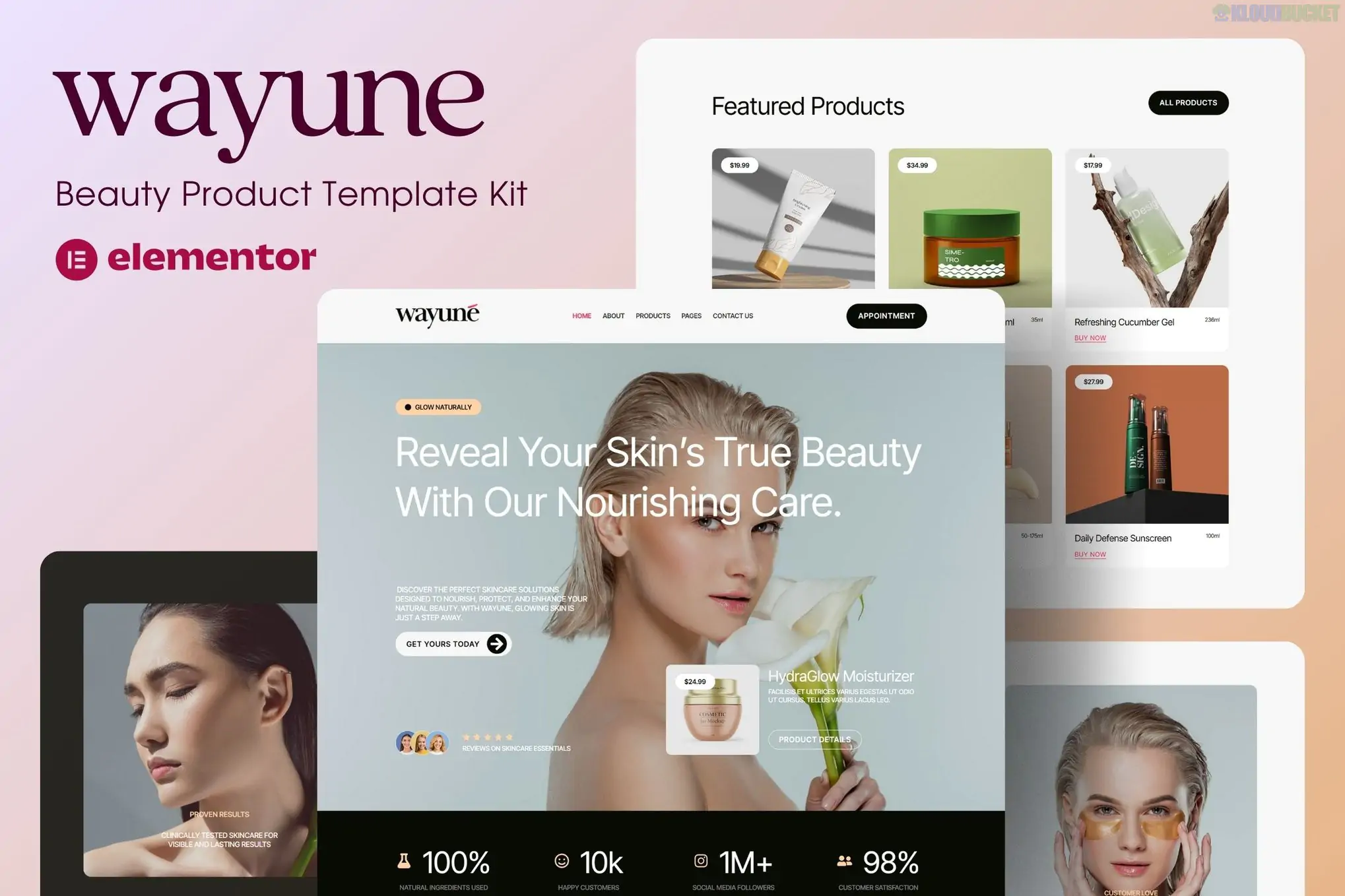 Wayune - Beauty Care Product Elementor Template Kit 1.0.0