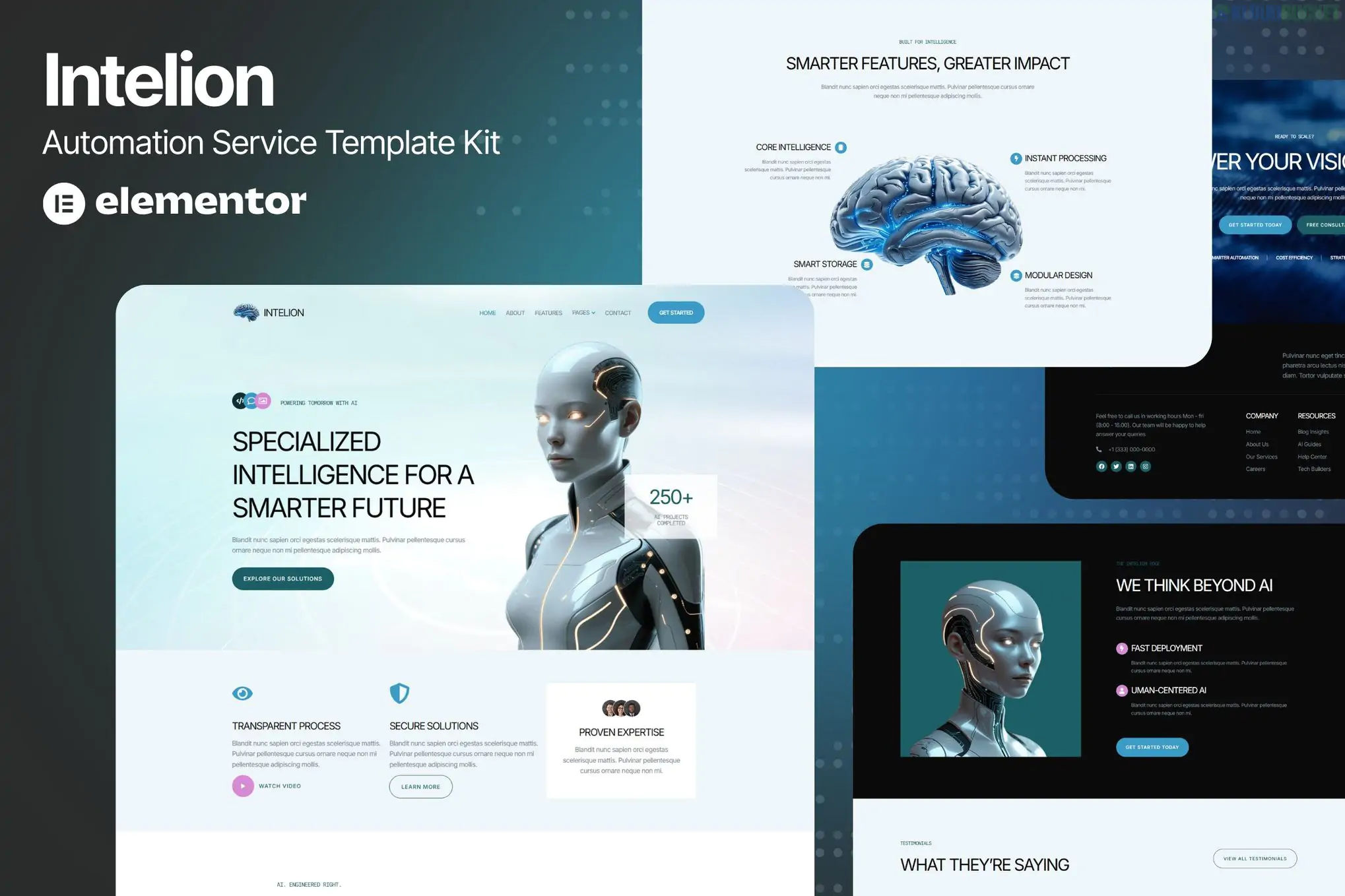 Intelion - Artificial Intelligence Service Elementor Template Kits 1.1.12