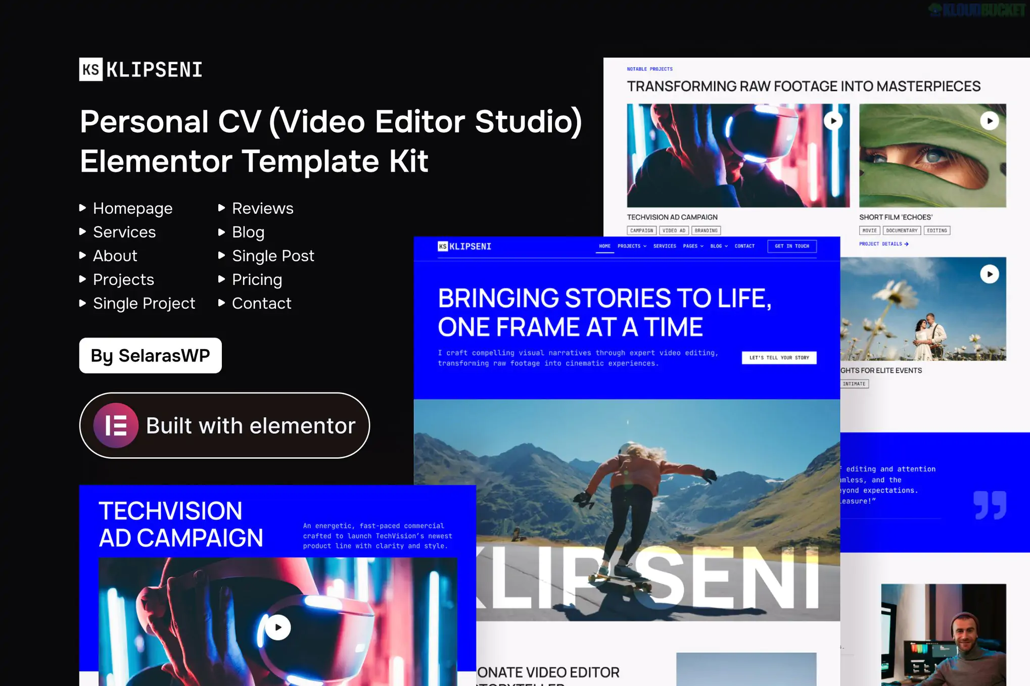 KlipSeni - Personal CV Video Editor Elementor Template Kit 1.1.4