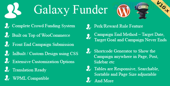 Galaxy Funder - WooCommerce Crowdfunding System 12.0
