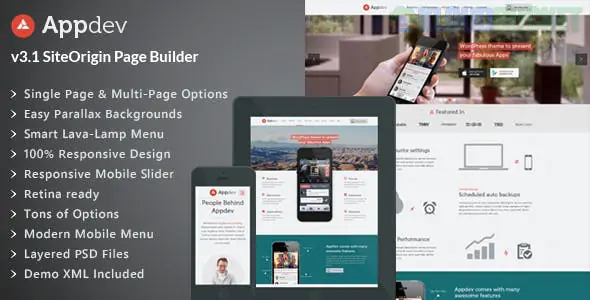 Appdev - Mobile App Showcase WordPress Theme 3.9