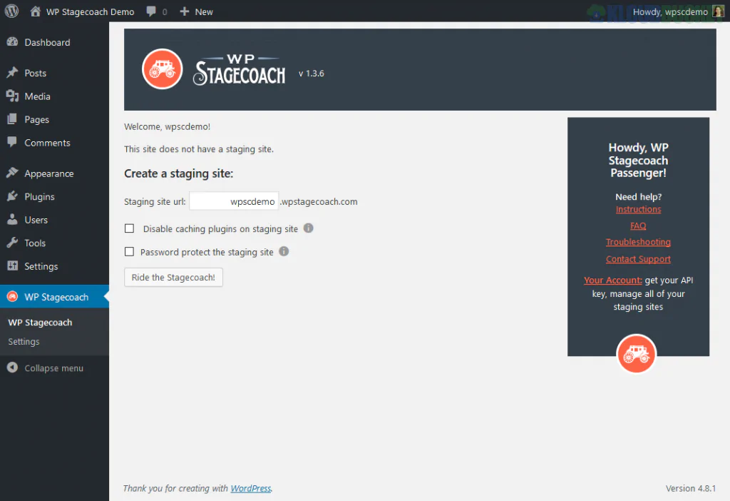 WP Stagecoach - WordPress Staging Sites Made Easy 1.4.29