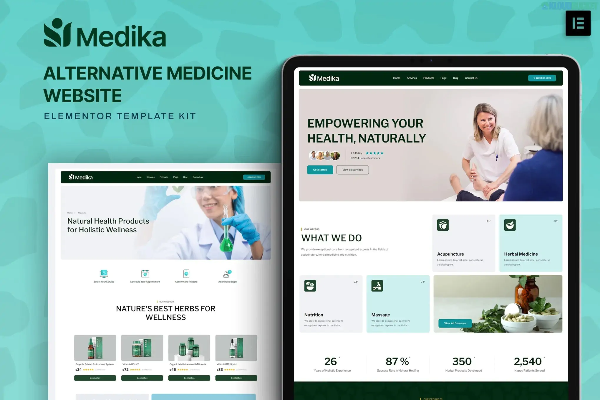 Medika - Alternative Medicine Website Elementor Template Kit 1.0.1