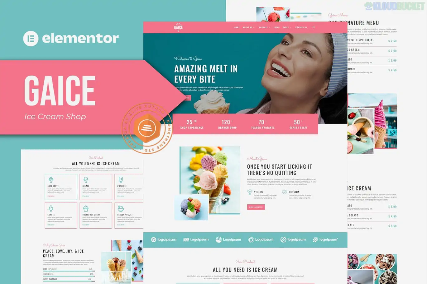 Gaice - Ice Cream Shop Elementor Template Kit