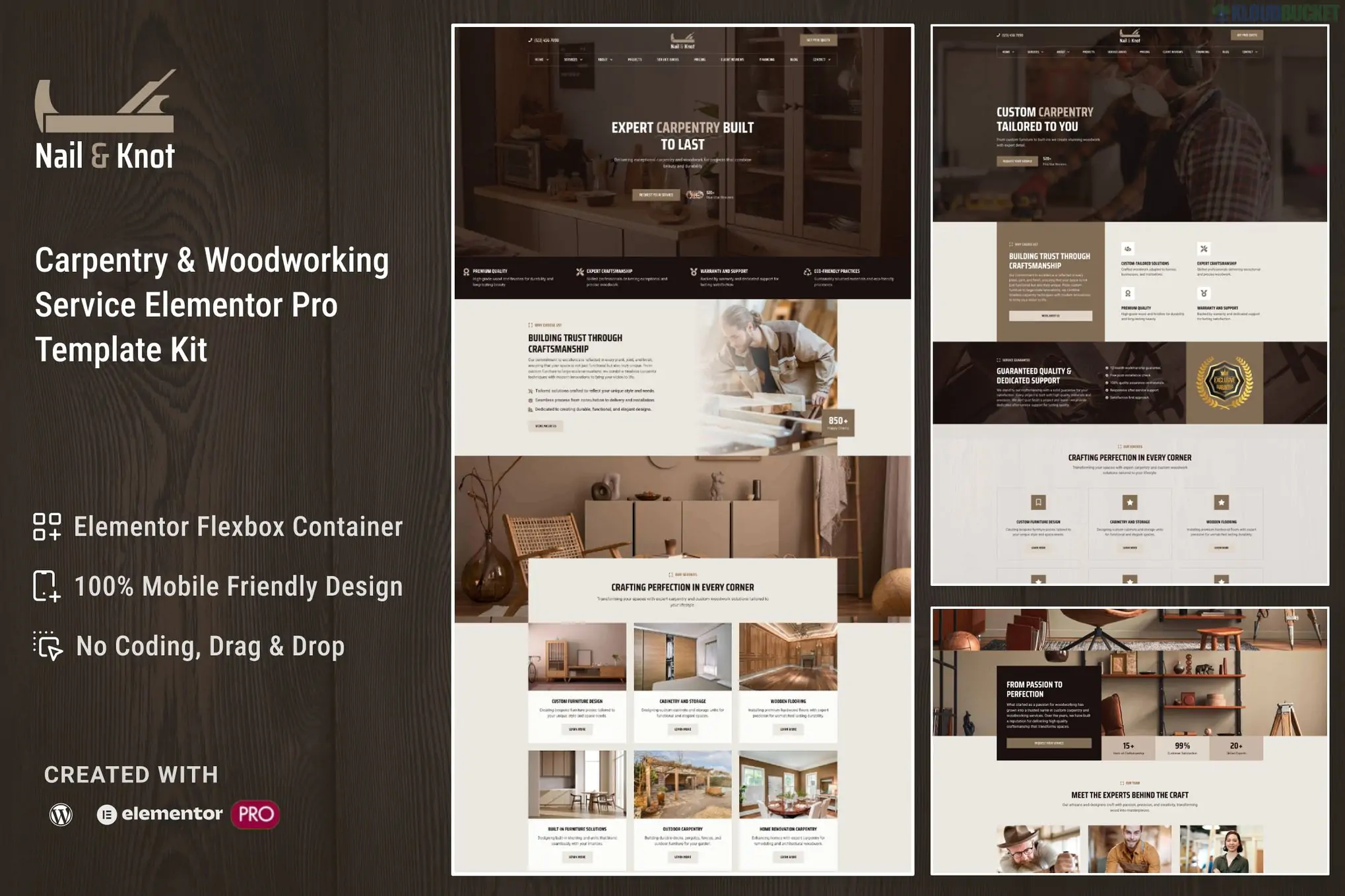 Nail&Knot - Carpentry & Woodworking Service Elementor Pro Template Kit 2.1.1