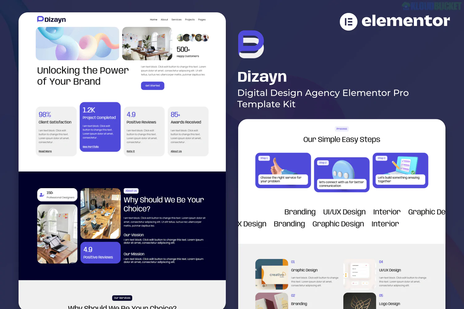 Dizayn - Digital Design Agency Elementor Pro Template Kit 1.0.2