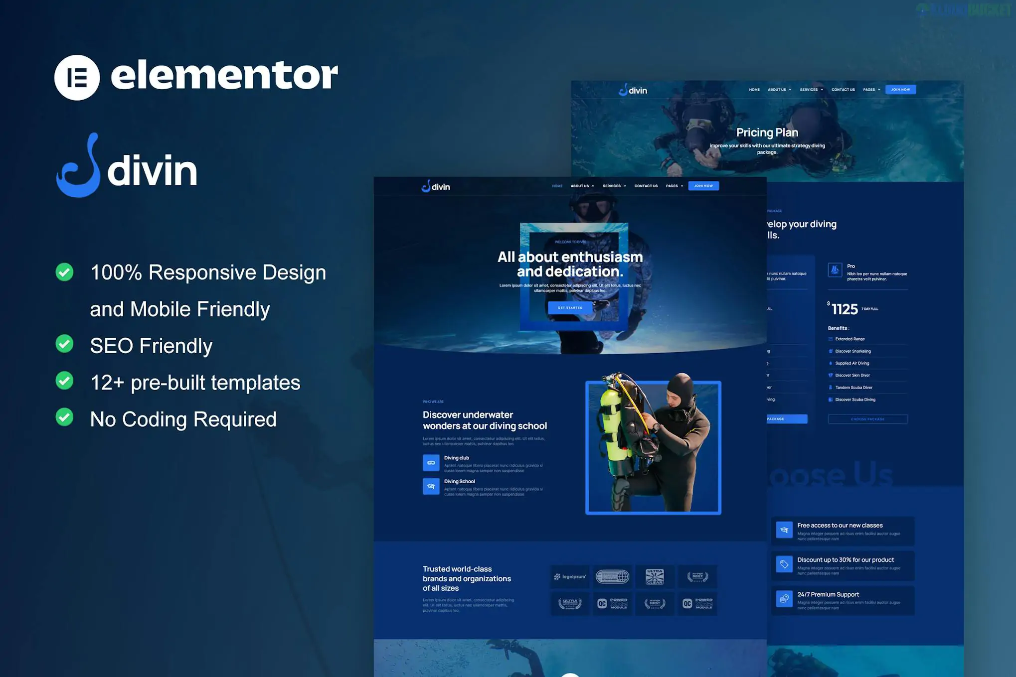 Divin - Diving Club Elementor ProTemplate Kit 1.1.1