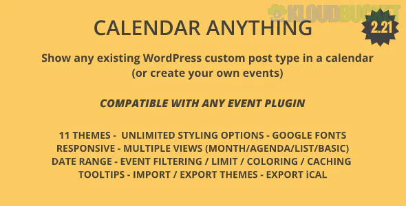 Calendar Anything | Show any existing WordPress custom post type in a calendar 2.36