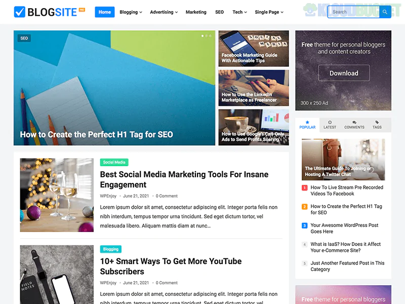 BlogSite Pro - WordPress Theme 1.1.1