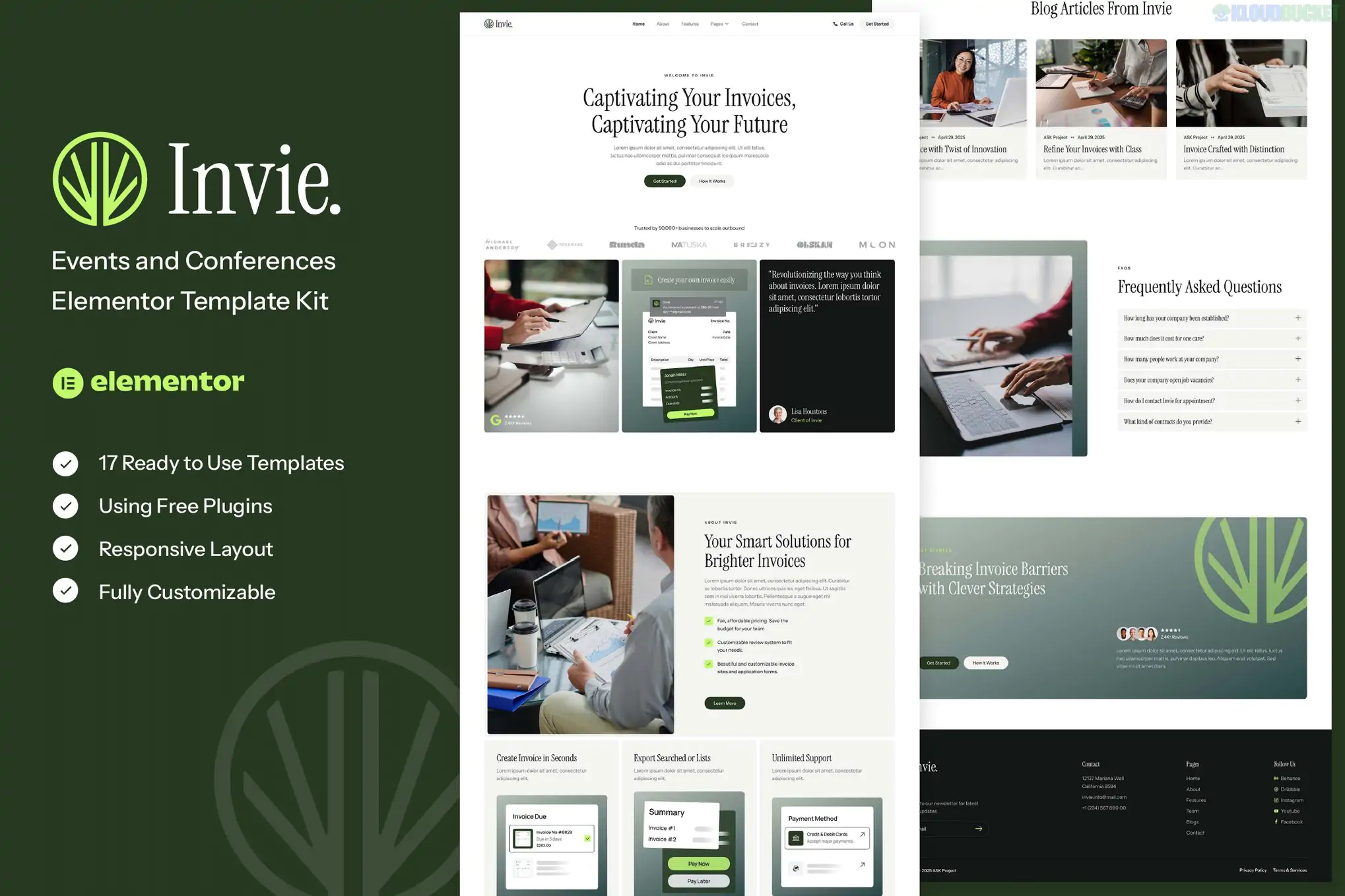 Invie - Invoicing Platform & SaaS Elementor Template Kit 1.1.8