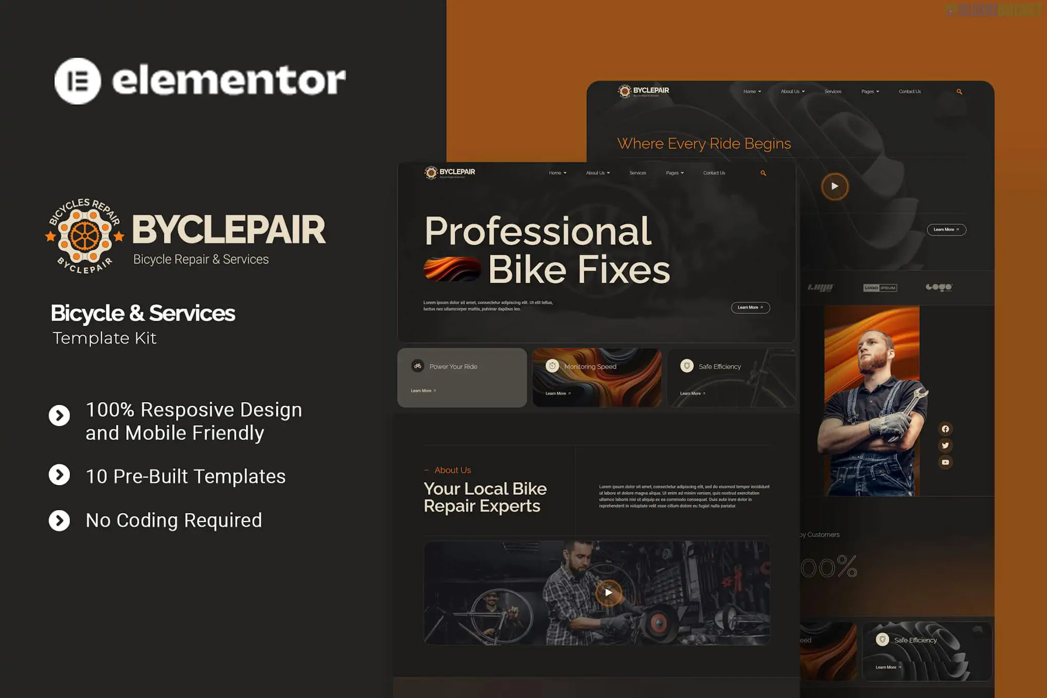 Byclepair - Bicycle & Service Elementor Template Kit 1.0.1